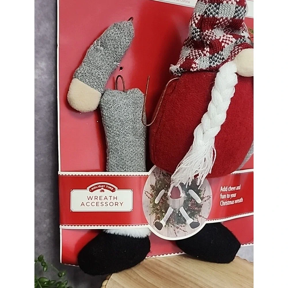 Christmas Gnome Wreath Accessories Tree Decor Body Legs Arms Grey White Red 5 Pc